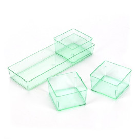 Secchio di Plastica Quadrata per Salsas Verde Trasp. 4,2x4,2cm (24 Pezzi)