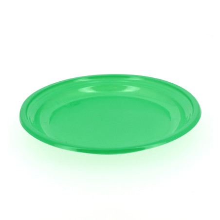 Piatto di Plastica Piano Verde 205mm (10 Pezzi)