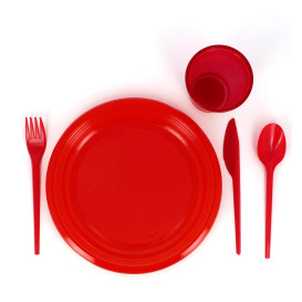 Coltello di Plastica PS Rosso 165 mm (15 Pezzi)