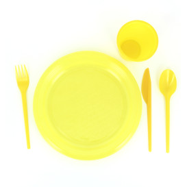 Coltello di Plastica PS Giallo 165 mm (15 Pezzi)