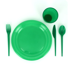 Coltello di Plastica PS Verde 165 mm (15 Pezzi)