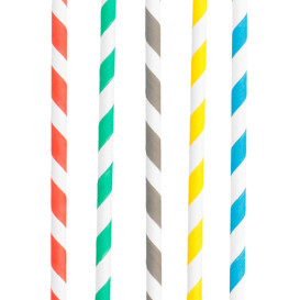 Cannuccia Dritta di Carta strisce assortim. Ø6mm 20cm (250 Pezzi)