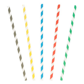 Cannuccia Dritta di Carta strisce assortim. Ø6mm 20cm 