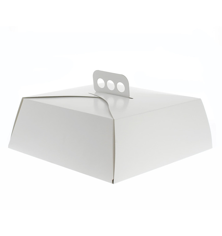 Scatola di Carta Bianca Torte Quadrata 24,5x24,5x10 cm Scatola di Carta Bianca Torte Quadrata 24,5x24,5x10 cm