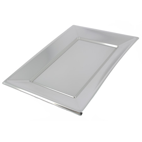 Vassoio Plastica Argento 330x230mm (120 Pezzi)