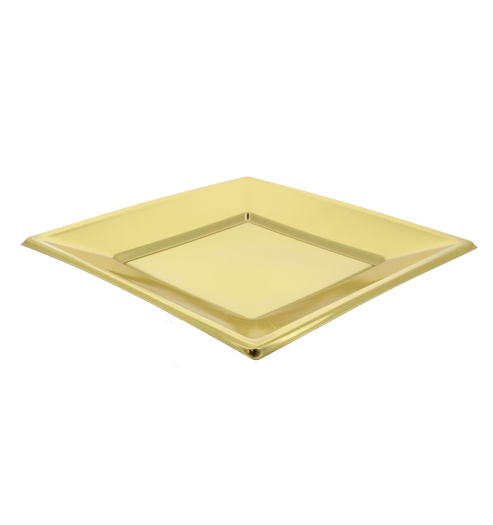 Piatto Plastica Piano Quadrato Oro 230mm Piatto Plastica Piano Quadrato Oro 230mm