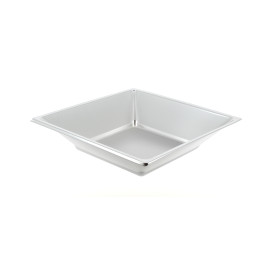 Piatto Plastica Fondo Quadrato Argento 180mm 
