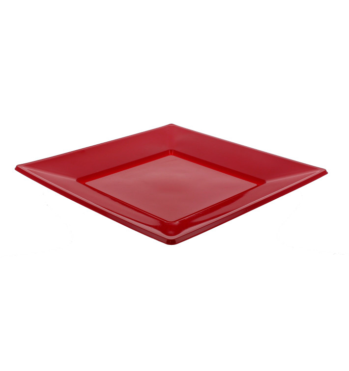 Piatto Plastica Piano Quadrato Bordò 230mm Piatto Plastica Piano Quadrato Bordò 230mm