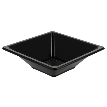 Ciotola Plastica PS Quadrato Nero 12x12cm (25 Pezzi)