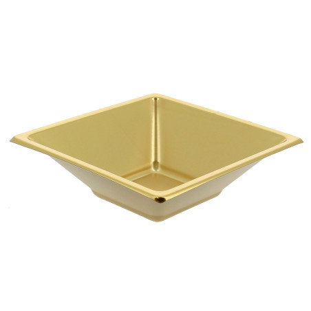Ciotola Plastica PS Quadrato Oro 12x12cm (5 Pezzi)