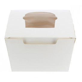 Scatola 1 Cupcake con Inserto 11x10x7,5cm Bianco 