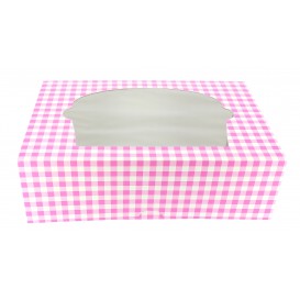 Scatola 6 Cupcakes con Inserto 24,3x16,5x7,5cm Rosa (100 Pezzi)