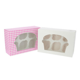 Scatola 6 Cupcakes con Inserto 24,3x16,5x7,5cm Bianco (100 Pezzi)