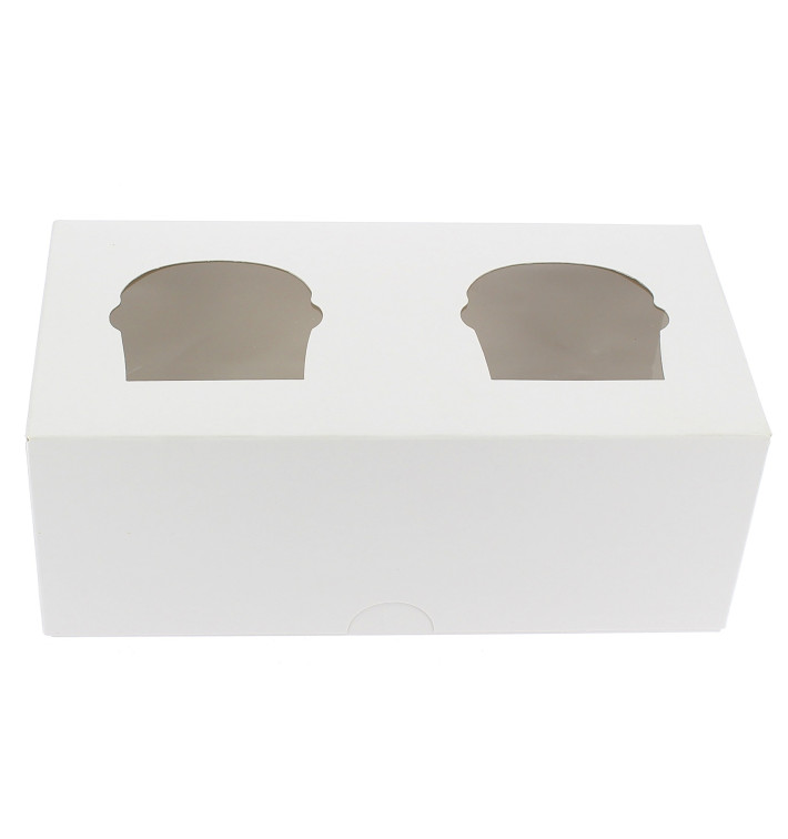 Scatola 2 Cupcakes con Inserto 19,5x10x7,5cm Bianco Scatola 2 Cupcakes con Inserto 19,5x10x7,5cm Bianco