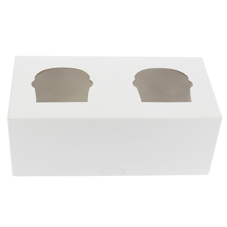 Scatola 2 Cupcakes con Inserto 19,5x10x7,5cm Bianco (160 Pezzi)