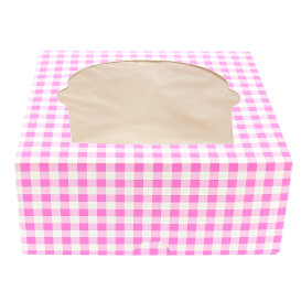 Scatola 4 Cupcakes con Inserto 17,3x16,5x7,5cm Rosa (20 Pezzi)