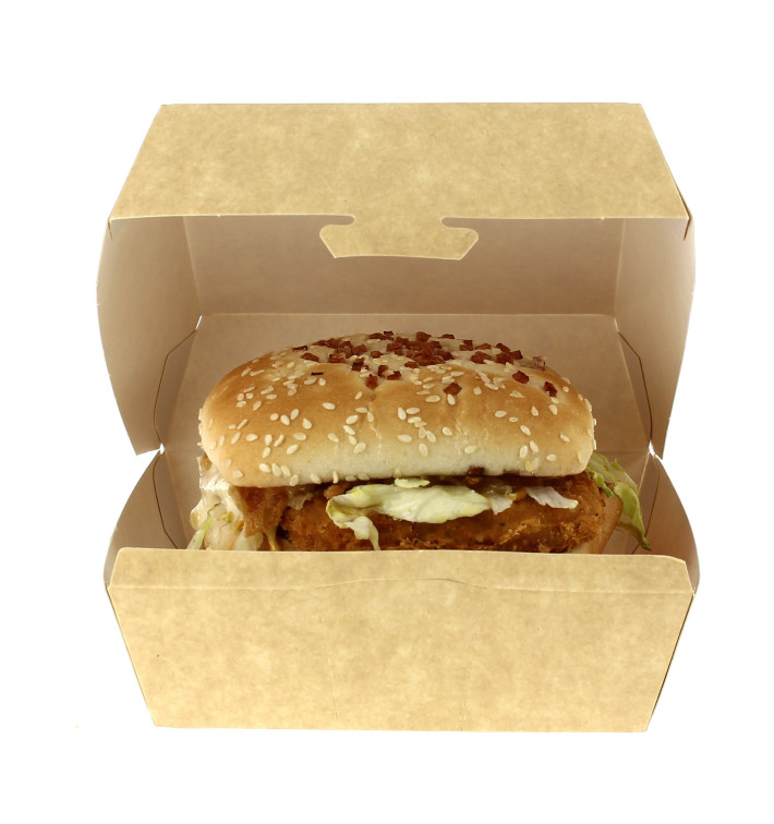 Scatola Kraft per Hamburguesa XXL 14,5x14,5x8 cm (400 Pezzi) Scatola Kraft per Hamburguesa XXL 14,5x14,5x8 cm (400 Pezzi)