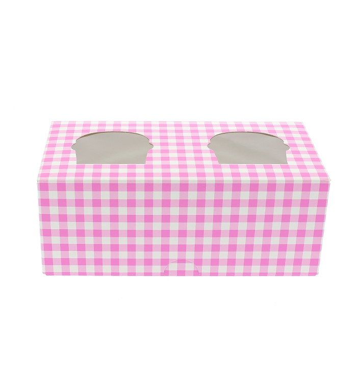 Scatola 2 Cupcakes con Inserto 19,5x10x7,5cm Rosa (160 Pezzi) Scatola 2 Cupcakes con Inserto 19,5x10x7,5cm Rosa (160 Pezzi)