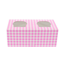 Scatola 2 Cupcakes con Inserto 19,5x10x7,5cm Rosa 