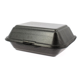 Contenitori Polistirolo Lunchbox Nero 185x155x70mm (125 Pezzi)