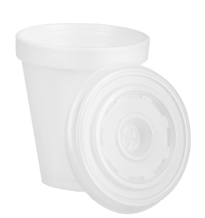 Bicchiere Termico EPS 6Oz/180ml Bianco + Coperchio Bicchiere Termico EPS 6Oz/180ml Bianco + Coperchio