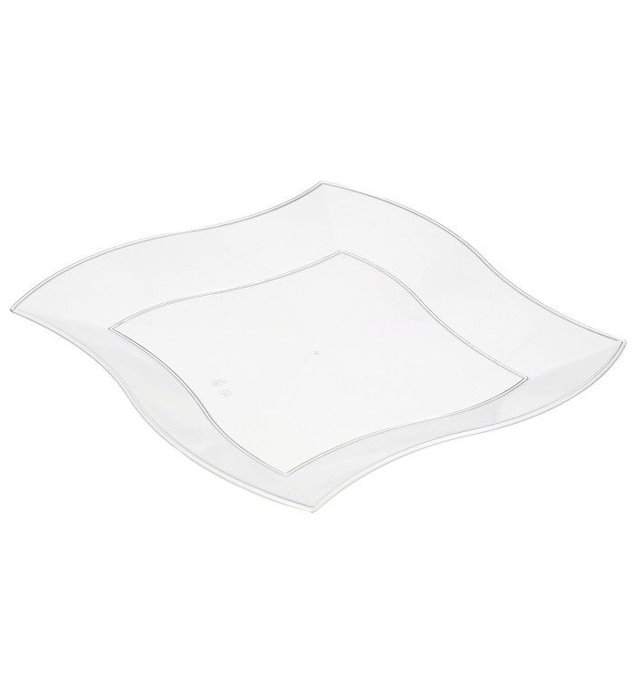 Piatto Plastica Piano Quadrato Onde Bianco 180mm Piatto Plastica Piano Quadrato Onde Bianco 180mm