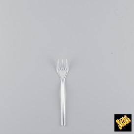Mini-Forcheta di plastica Degustazione Transparente 100 mm (1500 Pezzi)