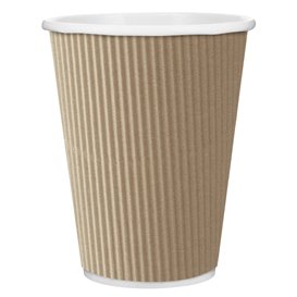 Bicchiere Carta 12 Oz/360ml "Parete Tripla" Marrone Ø8,7cm 