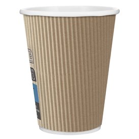 Bicchiere Carta 12 Oz/360ml "Parete Doppia" Marrone Ø8,7cm (1000 Pezzi)