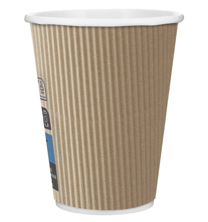 Bicchiere Carta 12 Oz/360ml "Parete Doppia" Marrone Ø8,7cm (1000 Pezzi)