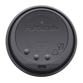 Coperchio Nero con Foro per Bicchiere di Carta 12, 16 y 22 Oz Ø9,0cm (1000 Pezzi)