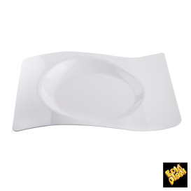 Piatto di Plastica "Forma" Bianco 28x23 cm (12 Pezzi)