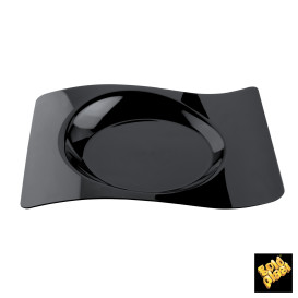 Piatto di Plastica "Forma" Nero 28x23 cm (12 Pezzi)