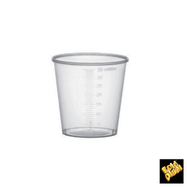 Bicchiere di Plastica Graduato PP Trasp. 35 ml (50 Pezzi)
