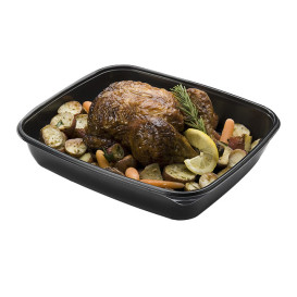 Contenitori di Plastica PP Nero 1350ml 28x20x4cm (50 Pezzi)