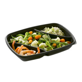 Contenitori di Plastica PP Nero 3S 975ml 28x20x4cm (150 Pezzi)