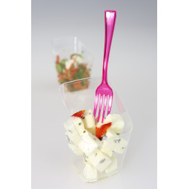Forchetta di Plastica Premium Lampone 190 mm (10 Pezzi)
