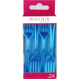 Forchetta di Plastica Premium Turchese 190mm (10 Pezzi)