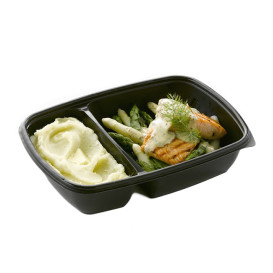 Contenitori di Plastica PP Nero 2S 900ml 23x16,5x5cm (75 Pezzi)