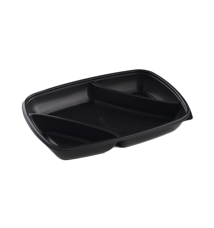 Contenitori di Plastica PP Nero 3S 975ml 28x20x4cm Contenitori di Plastica PP Nero 3S 975ml 28x20x4cm