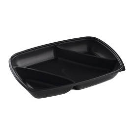 Contenitori di Plastica PP Nero 3S 975ml 28x20x4cm 