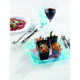 Piatto Plastica Rigida Quadrato Turchese 18x18cm (6 Pezzi)