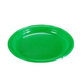 Piatto di Plastica Piano Verde 205mm (10 Pezzi)