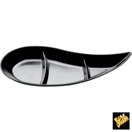 Salsera Degustazione Virgola 3 Scomparti Nero 30 ml (500 Pezzi)