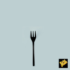 Mini-Forcheta di plastica Degustazione Nero 100 mm (50 Pezzi)