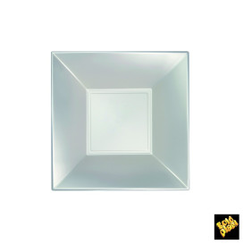 Piatto Plastica Fondo Argento Nice Pearl PP 180mm (25 Pezzi)