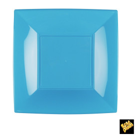 Piatto Plastica Piano Turchese Nice PP 230mm (300 Pezzi)