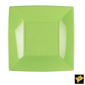 Piatto Plastica Piano Verde Acido Nice PP 230mm (25 Pezzi)