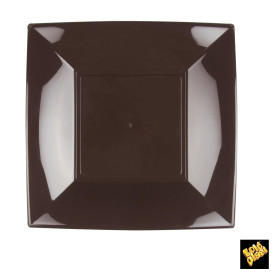 Piatto Plastica Piano Marrone Nice PP 230mm (25 Pezzi)