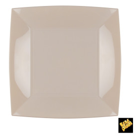 Piatto Plastica Piano Beige Nice PP 230mm (25 Pezzi)